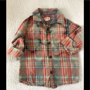 Jack and Cat Bleached Plaid Button Down